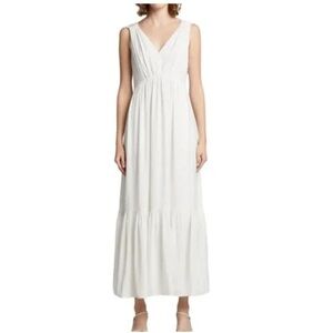 💥Caution To The Wind White Pleated Maxi Dress Sleeveless V-Neck M